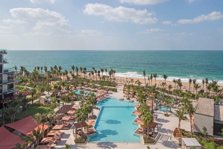 Aerial view of swimming pool and beach